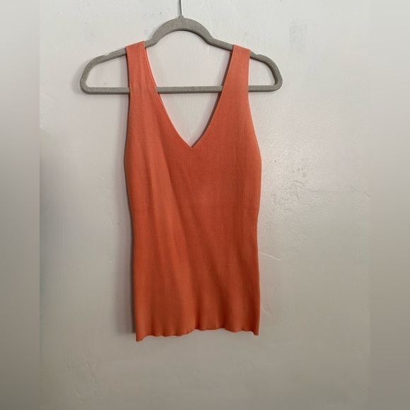 Tops - Orange Ribbed Sleeveless Women's Top, Size XL
